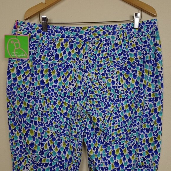 Pappagallo Lightweight Pants Women's Size 14 Blue Print Stretch - Picture 4 of 7